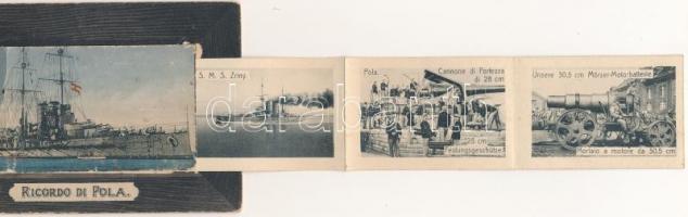 1917 Riccordo di Pola / 12 mini képes leporello az Osztrák-Magyar Monarchia Haditengerészetének hadi...