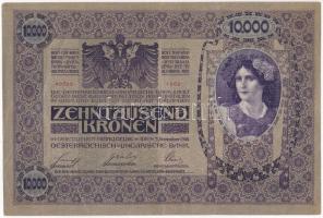 1918. 10.000K piros "MAGYARORSZÁG" felülbélyegzéssel, "1003 40832" egyik oldala ...