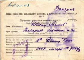 1950 Dr. Ritvay Tibor szovjet hadifogoly levele és saját kezű rajza szüleinek (fa)