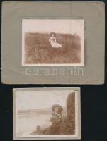 1914-1915 Makfalva, hölgy kalapban, 2 db fotó, 9×12 cm