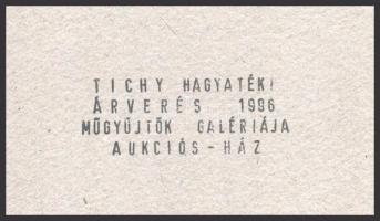 Tichy Gyula (1879-1920): Alak. Kilsé, papír. Jelzés nélkül, hátoldalán ,,Tichy hagyatéki árverés 199...