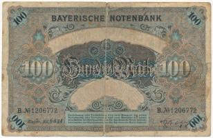 Német Birodalom / Bajorország 1900. 100M "1206772" vízjeles papíron T:III- folt, szakadás
...