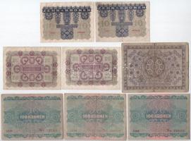 Ausztria 1922. 10K (2x) + 20K (2x) + 100K (3x) + 1000K T:III,III-
Austria 1922. 10 Kronen (2x) + 20...