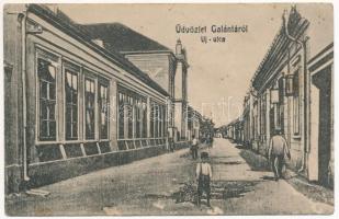 1913 Galánta, Új utca, zsinagóga. Adamkó Béla kiadása 612. / street view, synagogue (felületi sérülés / surface damage)