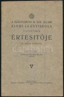 1913 Szászváros, a Szászvárosi M. Kir. Állami Elemi Leányiskola tizenötödik értesítője az 1912/13. tanévről, 27p