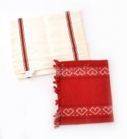 2 db IKEA terítő, vastag anyagú, piros színű rojtokkal, szívecskés mintával + fehér piros csíkkal, 112x32 cm és 128x40 cm