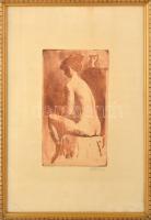 Azonosítatlan jelzéssel: Erotikus rézkarc. Jelzett, Üvegezett keretben 31x18 cm