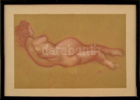 Aristide Maillol (1861-1944): Erotikus grafika. Litográfia, papír, jelzett a nyomaton. Üvegezett keretben. 25x40 cm