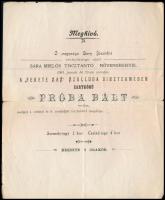 1901 Nagyvárad, meghívó zárt körű próbabálra