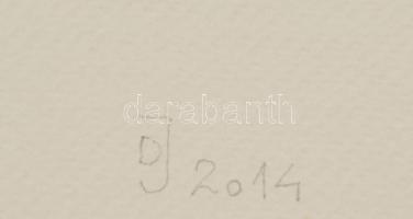 Dévényi János: 9 pötty. Akril, papír, jelzett, üvegezett keretben 30x40 cm