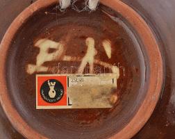 Borsódy Ágnes (1936): Retró tányér, színes mázakkal festett kerámia, jelzett, pici mázlepattanással,...