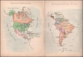 8 db régebbi, kézzel rajzolt térkép (kontinensek), négy lapon. 30,5×23,5 cm