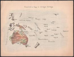 8 db régebbi, kézzel rajzolt térkép (kontinensek), négy lapon. 30,5×23,5 cm