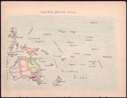 8 db régebbi, kézzel rajzolt térkép (kontinensek), négy lapon. 30,5×23,5 cm