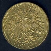 Ausztria 1894. 20K Au 6,775g T:2 ph
