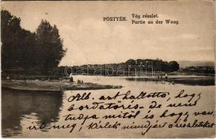 1918 Pöstyén, Pistyan, Piestany; Vág részlet. Lampl Gyula kiadása / Partie an der Waag / Váh riverside (fa)