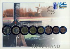 Hollandia 1999-2000. Vegyes évszámú komplett Euro forgalmi pénz sor bélyeges érmés borítékon T:2 hátoldali ismertető tanúsítvánnyal