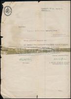 1928 Bp., Heltai Jenő (1871-1957) író aláírása a Magyar Színpadi Szerzők Egyesületének levelén, ragasztott