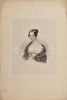 Josef Kriehuber (1800-1876), 2 db metszet: Ismeretlen hölgy férfi kőnyomatos portréja. Litográfia, papír. Jelzett a litográfián. Foltos. Férfi portré körbevágva és lapszéli szakadással. 24,5x20 és 35x28cm
