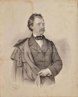 Josef Kriehuber (1800-1876), 2 db metszet: Ismeretlen hölgy férfi kőnyomatos portréja. Litográfia, p...