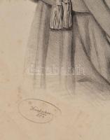 Josef Kriehuber (1800-1876), 2 db metszet: Ismeretlen hölgy férfi kőnyomatos portréja. Litográfia, p...