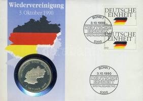 Németország 1990. "Német egység" Ag 20g érmés borítékon 2 db bélyeggel, elsőnapi bélyegzővel T:PP hátoldali ismertetővel