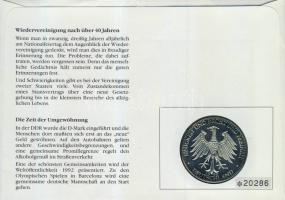 Németország 1990. "Német egység" Ag 20g érmés borítékon 2 db bélyeggel, elsőnapi bélyegzőv...