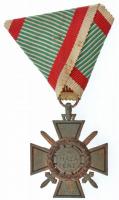 1941/1942. Tűzkereszt I. fokozata oxidált hadifém kitüntetés eredeti mellszalaggal T:1-,2  Hungary 1941/1942. Fire Cross, 1st Class war metal decoration with original ribbon C:AU,XF NMK 443.