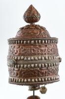 Tibeti imamalom. Réz,, fa, festett, papír. 25 cm