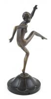 Bakonyi Sándor (1892-1937): Art deco táncos. Bronz fa alapon 32 cm jelzett