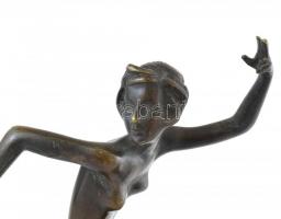 Bakonyi Sándor (1892-1937): Art deco táncos. Bronz fa alapon 32 cm jelzett