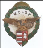 ~1930-1940. MOLSZ (Magyar Országos Lawn Tennis Szövetség) zománcozott bronz gomblyukjelvény (22x21mm) T:2 zománchiba