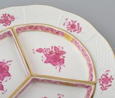 Herendi Apponyi mintás kínáló tál 3 betéttel. Kézzel festett, jelzett, hibátlan. d: 26 cm