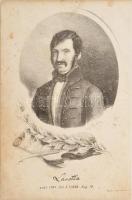 Lavotta János (1764-1820) zenészt megörökítő litográfia, papír, foltos, B. Zoltán jelzéssel a litográfián. Nyom. Frank J.M. Pesten. XIX. sz. közepe. Foltos. 25x16,5 cm
