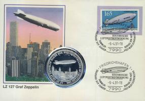 NSZK DN  "Zeppelin" Ag 23,8g bélyeges érmés borítékon, alkalmi bélyegzővel T:PP hátoldali ismertetővel