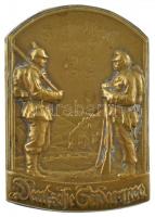 Német Birodalom 1915. "Kárpáti őrség 1914-1915 - Déli Német Hadsereg" bronz lemezjelvény, hátoldalon "ENT[...]HPTM SWOBODA AUSGEF ATEILER GURSCHNER WIEN VII/2" (38x27mm) T:1- / German Empire 1915. "Karpathen wacht 1914-1915 - Deutsche Südarmee (Carpathian Watch 1914-1915 - German Southern Army" bronze sheet metal badge with "ENT[...]HPTM SWOBODA AUSGEF ATEILER GURSCHNER WIEN VII/2" maker's mark (38x27mm) C:AU