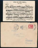 1963-1974 Surányi János zeneszerző által dedikált, őt és egy kottáját ábrázoló régi fotólap + saját kezű, személyes levele, borítékkal
