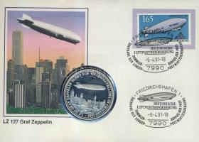 NSZK DN  "Zeppelin" Ag 23,8g bélyeges érmés borítékon, alkalmi bélyegzővel T:PP hátoldali ismertetővel