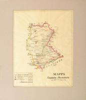 Mappa Comitatus Posoniensis. Pozsony vármegye térképe. XIX. sz vége. Kézzel rajzolt. hártyapapíron 24x30 cm / Map of Pressburg county hand drawn
