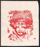 Vietnámban szolgáló amerikai katonát ábrázoló nyomat, 25x21 cm + Távol-keleti szövetkép (labdázó gyerekek), paszpartuban, 22x22 cm