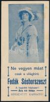 cca 1910 Fedák Sósborszesz számolócédulája, Fedák Sári fényképével