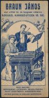 cca 1910 Szeged, Braun János első alföldi lát- és hangszer műtermének számolócédulája