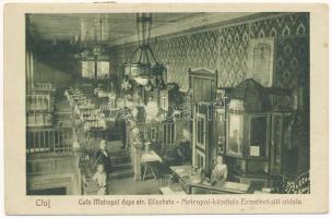 Kolozsvár, Cluj; Metropol kávéház Erzsébet úti oldala, belső / Cafe Metropol depe str. Elisabeta / cafe interior (EK)