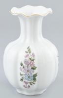 Zsolnay virágmintás porcelán váza, matricás, jelzett, kis kopásnyomokkal, m: 14,5 cm