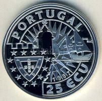 Portugália 1997. 25Ecu Ag "Tengerészek, hajó-Magalhaes" T:PP