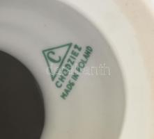 Virágmintás lengyel porcelán gyertyatartó, matricás, jelzett, kis kopásnyomokkal, m: 18,5 cm