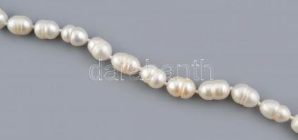 Tenyésztett gyöngy nyaklánc, nagy méretű gyöngyökkel, h: 47-56 cm