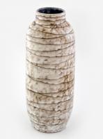 Hódmezővásárhelyi retró, nagyméretű váza, színes mázakkal festett kerámia, jelzés nélkül, hibátlan, m: 40,5 cm, d: 16 cm