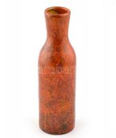 Hódmezővásárhelyi retró váza, színes mázakkal festett kerámia, jelzés nélkül, hibátlan, m: 30 cm, d: 9 cm