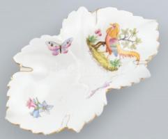 Herendi porcelán leveles tálka, kézzel festett, jelzett, kopásnyomokkal, 15×9 cm